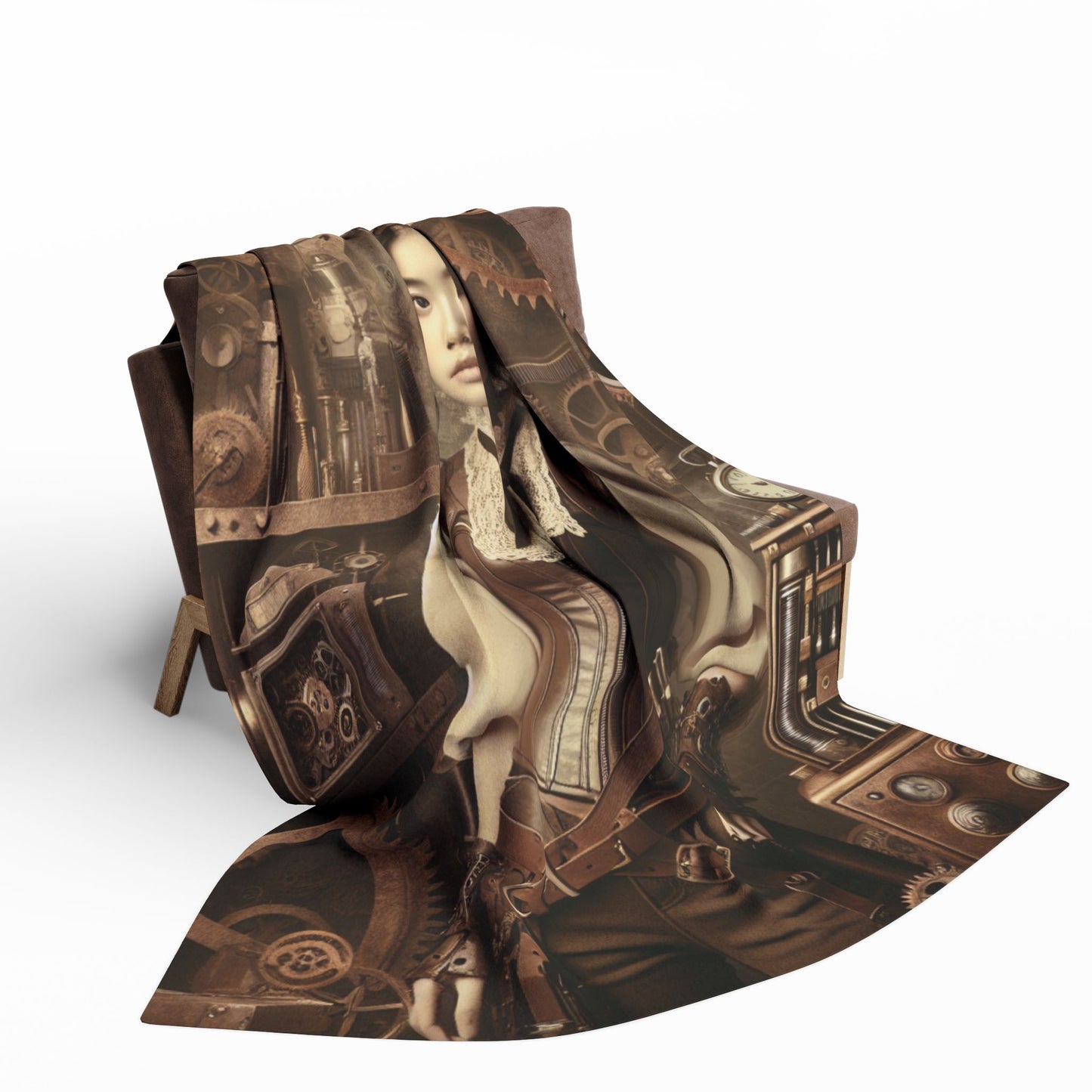 Steampunk Shopgirl Fleece Blanket