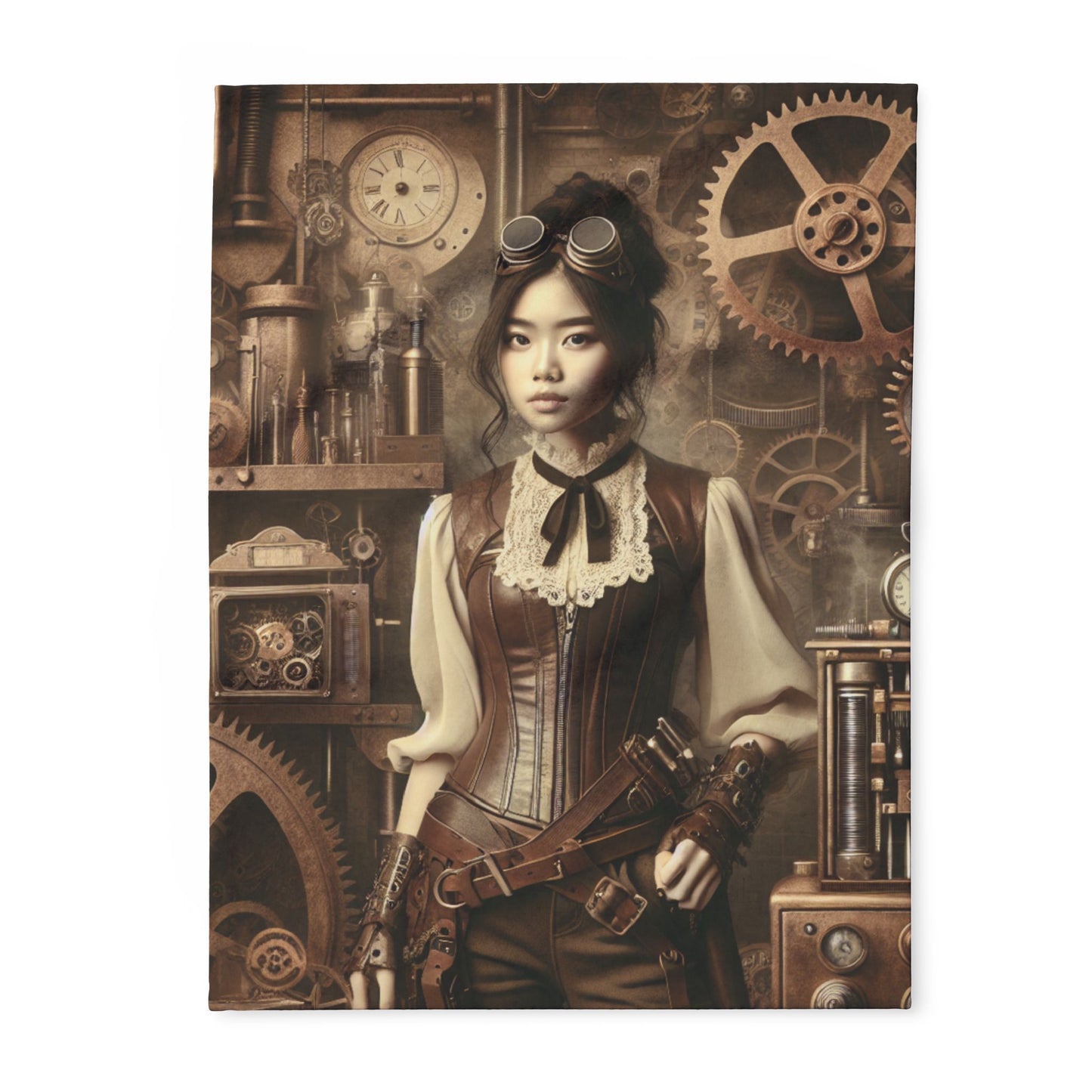 Steampunk Shopgirl Fleece Blanket