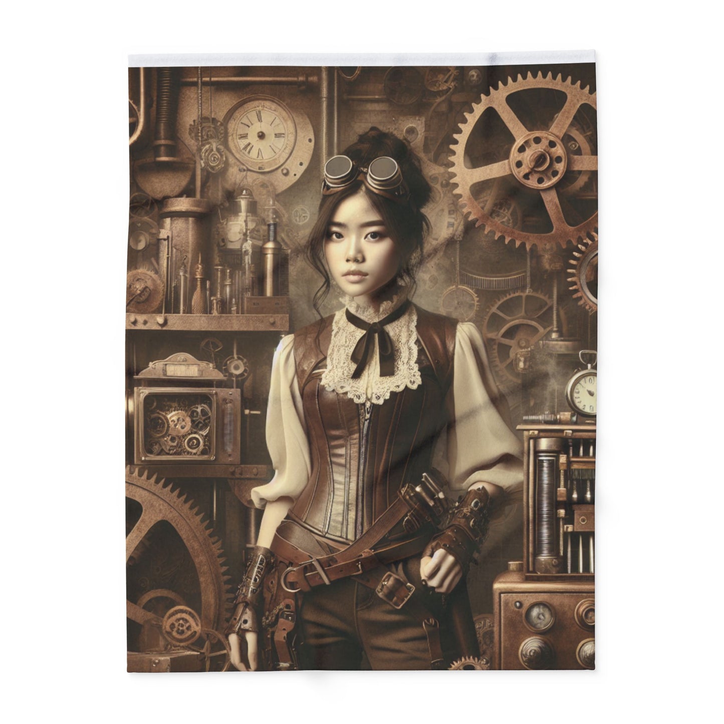 Steampunk Shopgirl Fleece Blanket