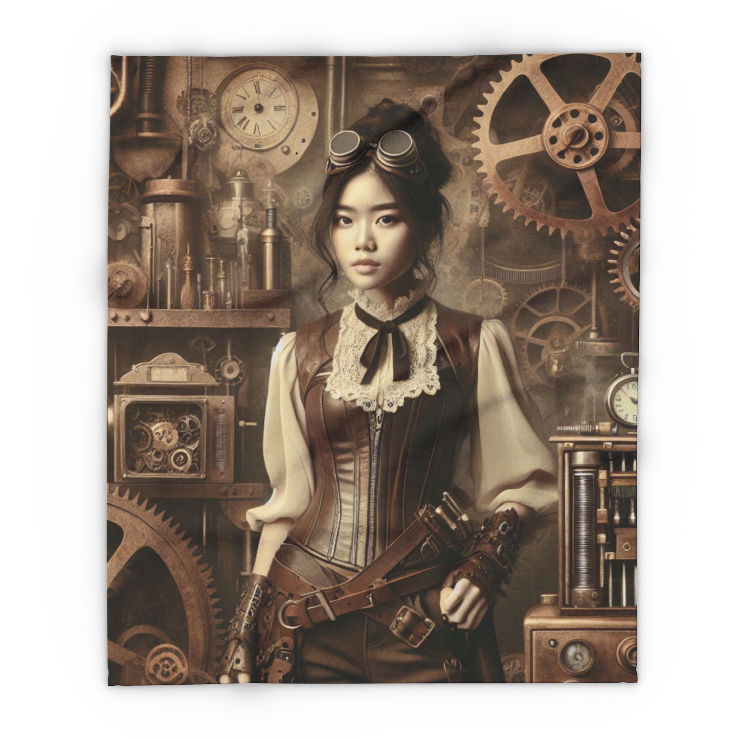 Steampunk Shopgirl Fleece Blanket